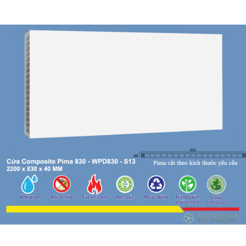 Phôi cánh cửa Pima 83022 phủ vân gỗ S13