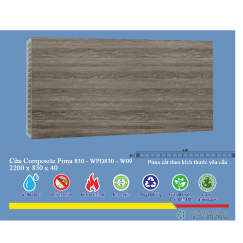 Phôi cửa Pima 83022 phủ vân gỗ W09