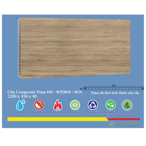 Phôi cửa Pima 83022 phủ vân gỗ W24