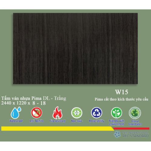 Tấm Pima DL 8mm phủ vân gỗ W15 - 1 mặt