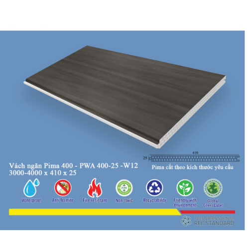 Tấm vách ngăn trang trí Pima 40025 phủ vân gỗ W12