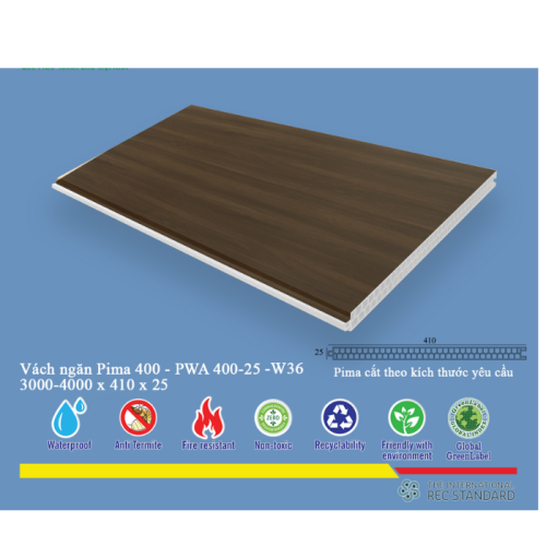 Tấm vách ngăn trang trí Pima 40025 phủ vân gỗ W36