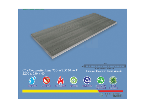 Phôi Cửa Pima 73022 phủ vân gỗ W41