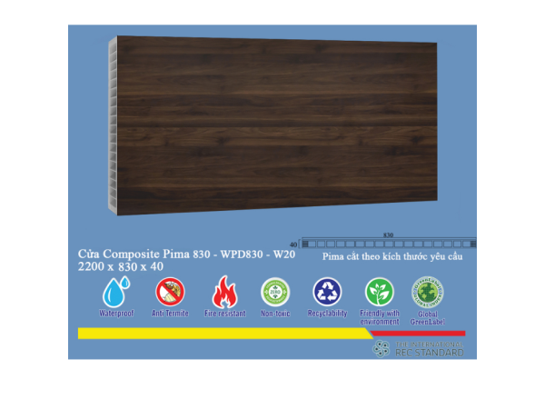 Phôi cửa Pima 83022 phủ vân gỗ W20