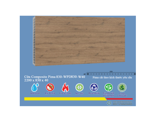 Phôi cửa Pima 83022 phủ vân gỗ W40