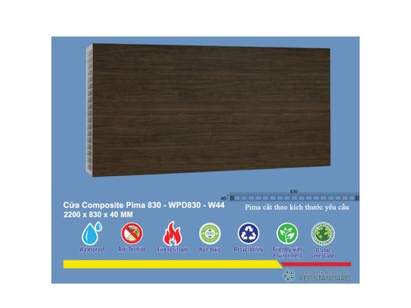 Phôi cửa Pima 83022 phủ vân gỗ W44