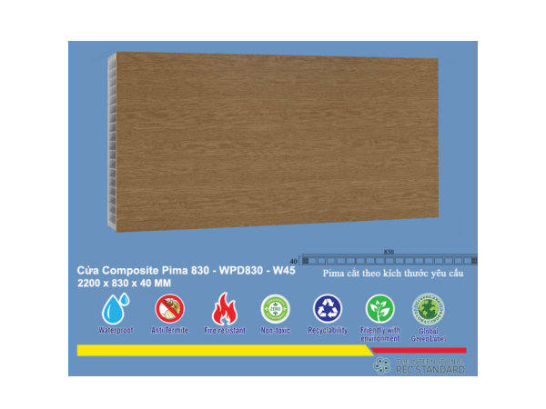  Phôi cửa Pima 83022 phủ vân gỗ W45