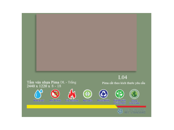 Tấm Pima DL 08mm phủ vân gỗ L04 (PE) - 1 mặt