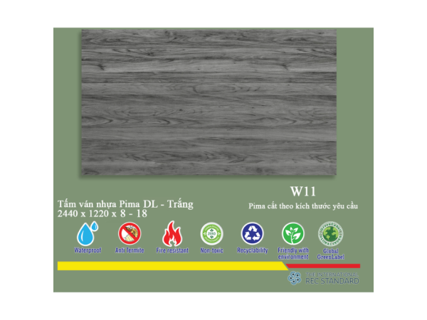 Tấm Pima DL 17mm phủ vân gỗ W11 - 2 mặt
