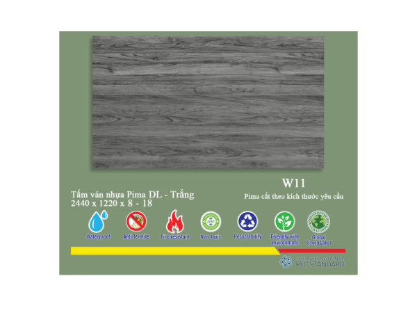 Tấm Pima DL 8mm phủ vân gỗ W11 - 1 mặt