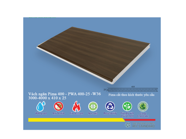 Tấm vách ngăn trang trí Pima 40025 phủ vân gỗ W36