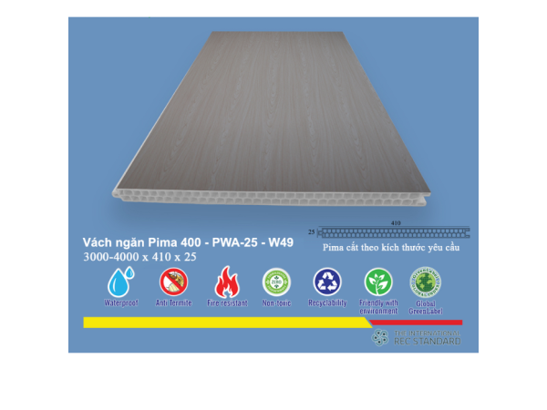 Tấm vách ngăn trang trí Pima 40025 phủ vân gỗ W49