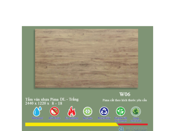 Tấm Ván Nhựa PIMA DL Trắng W06 2 MẶT- 17mm